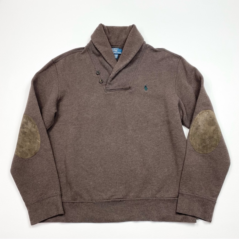 Men’s Vintage Polo Ralph Lauren Pullover Shawl Neck Sweatshirt Size XL